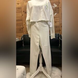 BP Ivory - Green Graphic Cropped Sweatshirt and Sweatpants Size 2X